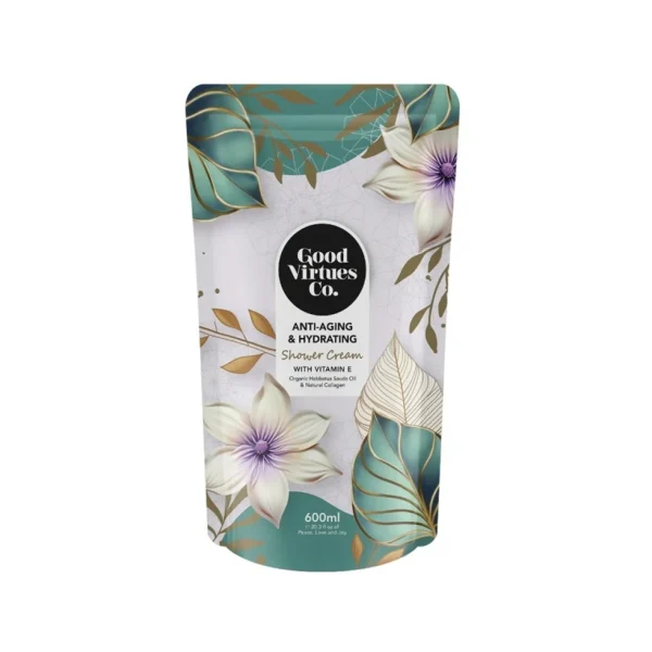 Good Virtues Co. Shower Cream Refill Pack - Anti-Aging and Hydrating with Vitamin E (600ml)